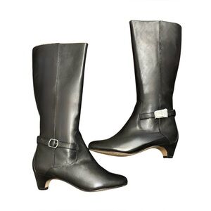 Lands End Black Leather Knee-High Boots